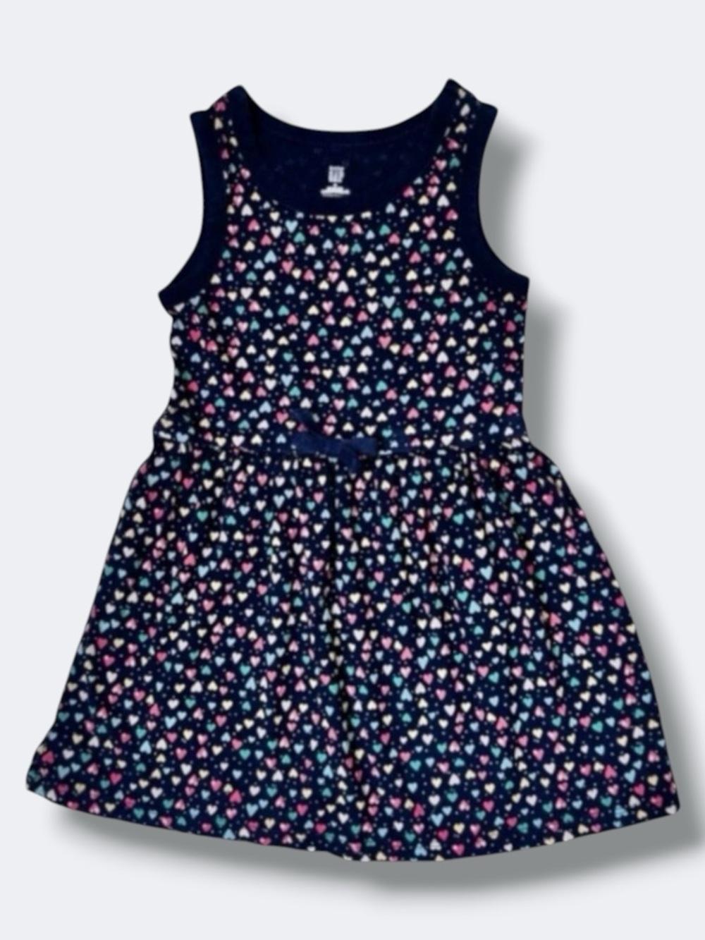Baby Gap Dress Girls 3T Navy Blue Rainbow Hearts Tank Cotton Casual